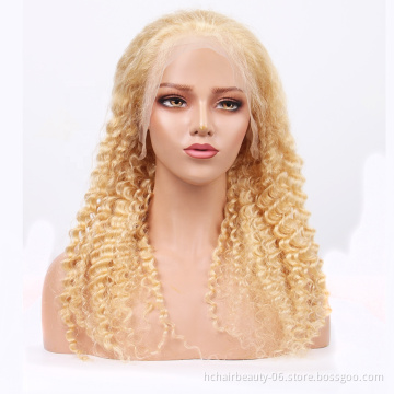 #613 Blonde Deep Wave Lace Frontal Wig Brazilian Virgin Remy Human Hair Lace Frontal Wigs Transparent Lace Wigs